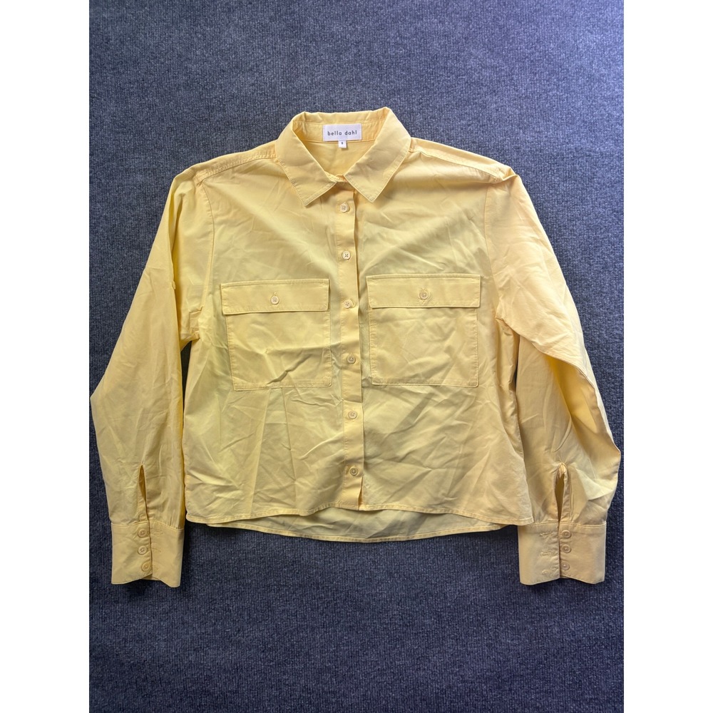 Bella Dahl Button Down Shirt Women S Yellow Tencel Cotton Long Sleeve Pocket